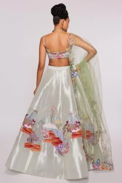 Aisha Rao Ivory Tissue Appliqued & Embellished Lehenga Set -Echo Clohting Shop 64ar6 4