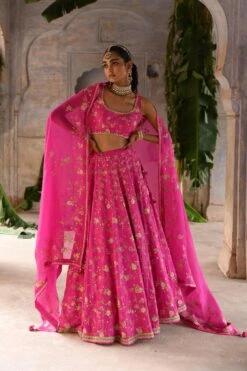 Deep Thee Fuchsia Hand Embroidered Lehenga Set -Echo Clohting Shop 71023dt26 3
