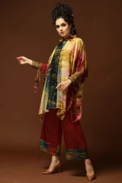 CAPISVIRLEO Multi-coloured Silk Kaftan Set -Echo Clohting Shop 71cap42 2