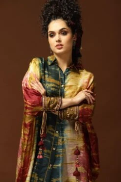 CAPISVIRLEO Multi-coloured Silk Kaftan Set -Echo Clohting Shop 71cap42 4