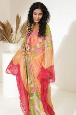 CAPISVIRLEO Trio Panelled Georgette Kaftan With Embroidery -Echo Clohting Shop 75ca14 4