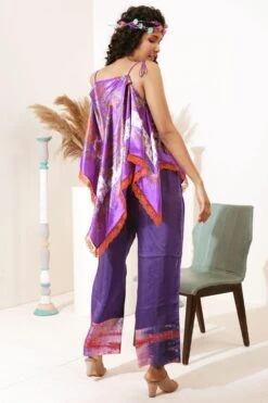 CAPISVIRLEO Purple Printed Dori String Cowl Top -Echo Clohting Shop 75ca9 4