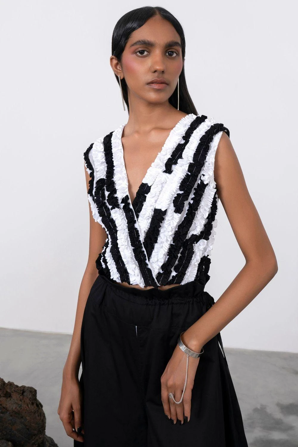 Corpora Studio Black & White Frill Power Top 4 Corpora Studio Black & White Frill Power Top - Image 4