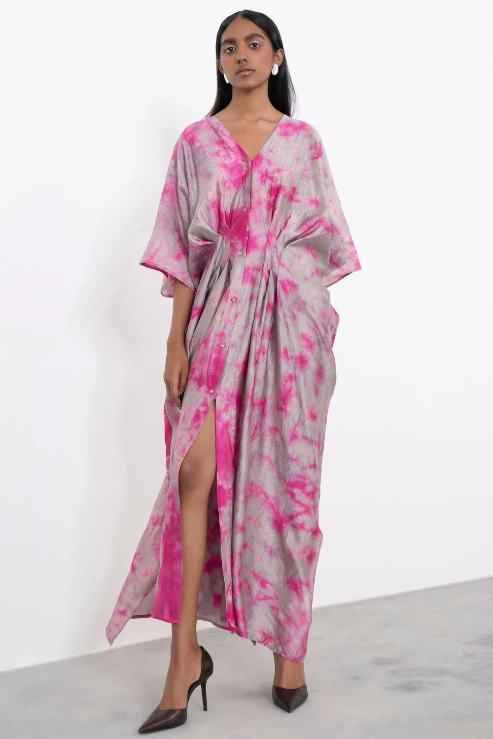 Corpora Studio Grey & Pink Tie Dye Kaftan 1 Corpora Studio Grey & Pink Tie Dye Kaftan