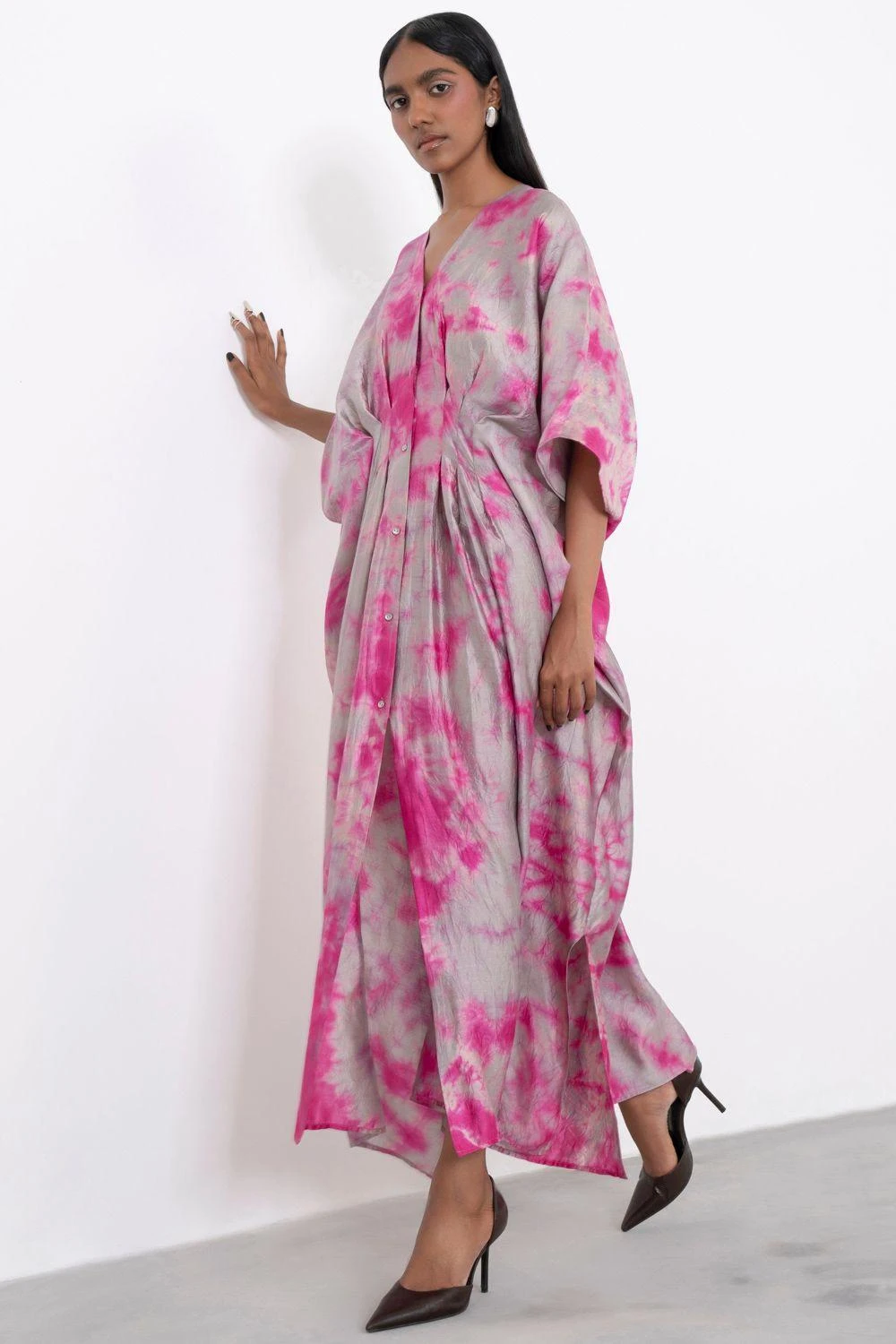 Corpora Studio Grey & Pink Tie Dye Kaftan 2 Corpora Studio Grey & Pink Tie Dye Kaftan - Image 2