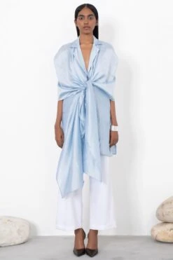 Corpora Studio Sky Blue Silk Scarf Shirt