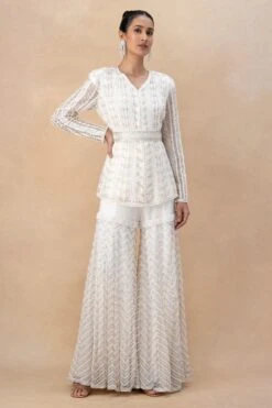 Ritika Mirchandani Ivory Geometric Embellished Sharara Set