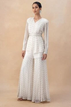 Ritika Mirchandani Ivory Geometric Embellished Sharara Set -Echo Clohting Shop 7923rm8 3