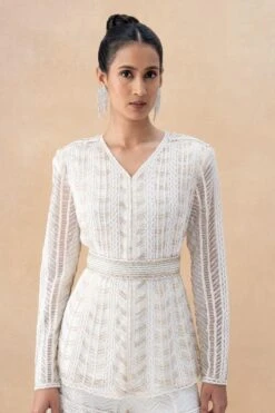 Ritika Mirchandani Ivory Geometric Embellished Sharara Set -Echo Clohting Shop 7923rm8 4
