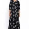 SNOB Printed Black Midi Dress