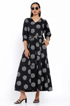 SNOB Printed Black Midi Dress -Echo Clohting Shop 811snobw14 3