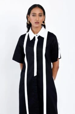 SNOB Black Striped Shirt Dress -Echo Clohting Shop 811snobw19 3