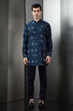 Rohit Gandhi + Rahul Khanna Men Marine Rolling Boxes Digital Printed Kurta