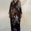 Bennch Black Window Leaf Printed Kaftan