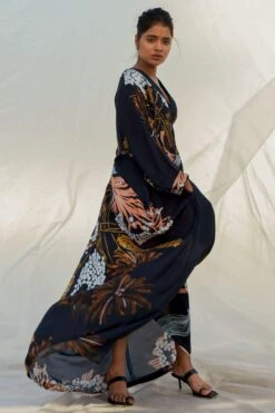 Bennch Black Window Leaf Printed Kaftan -Echo Clohting Shop 8323be22 4