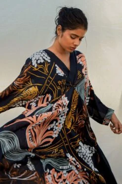 Bennch Black Window Leaf Printed Kaftan -Echo Clohting Shop 8323be22 5