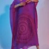 SVA Purple Printed Crepe Silk Kaftan