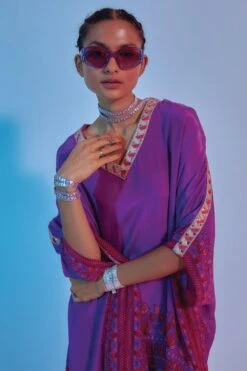 SVA Purple Printed Crepe Silk Kaftan 5 SVA Purple Printed Crepe Silk Kaftan -Echo Clohting Shop 84sv17 3