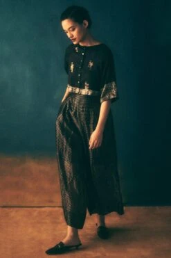 Urvashi Kaur Black Wide Pants