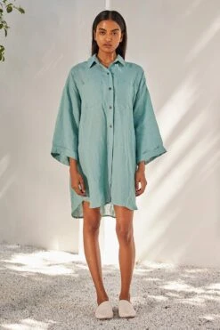 Khara Kapas Blue Haze Shirt Dress