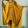 Prahnaaya Mustard Hand Embellished Ajrakh Kaftan Set