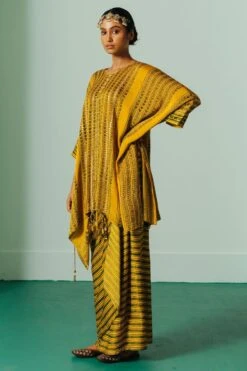 Prahnaaya Mustard Ajrakh Kaftan Set -Echo Clohting Shop 9523pr12 2