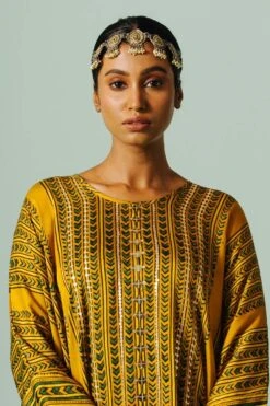 Prahnaaya Mustard Ajrakh Kaftan Set -Echo Clohting Shop 9523pr12 3