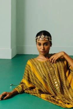 Prahnaaya Mustard Ajrakh Kaftan Set -Echo Clohting Shop 9523pr12 6