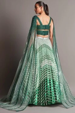 Amit Aggarwal Emerald Plisse Flowy Lehenga 5 Amit Aggarwal Emerald Plisse Flowy Lehenga -Echo Clohting Shop aaic 535 emr 3