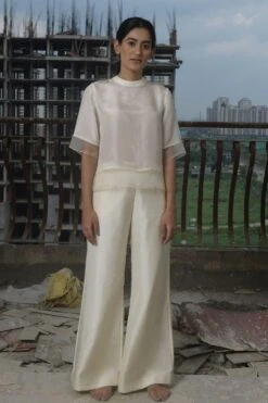 Ahmev Silk Organza Back Buttoned Top