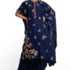 Anamika Khanna Blue Embroidered Kaftan Set