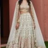 Arpita Mehta Coconut Multi Thread & Mirror Work Lehenga Set