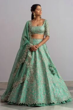 Anushree Reddy Sea Green Organza Lehenga Set