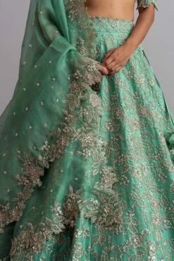Anushree Reddy Sea Green Organza Lehenga Set -Echo Clohting Shop ar021 4 1