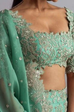 Anushree Reddy Sea Green Organza Lehenga Set -Echo Clohting Shop ar021 5 1