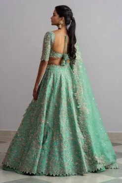 Anushree Reddy Sea Green Organza Lehenga Set -Echo Clohting Shop ar021 6 1