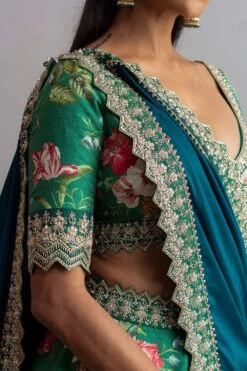 Anushree Reddy Emerald Green Floral Lehenga Set -Echo Clohting Shop ar024 5