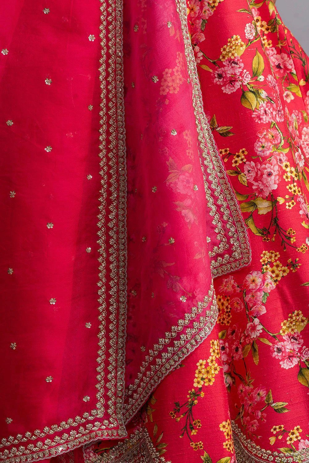 Anushree Reddy Cherry Red Floral Lehenga Set 4 Anushree Reddy Cherry Red Floral Lehenga Set - Image 4