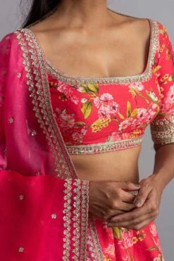 Anushree Reddy Cherry Red Floral Lehenga Set 10 Anushree Reddy Cherry Red Floral Lehenga Set -Echo Clohting Shop ar025 5