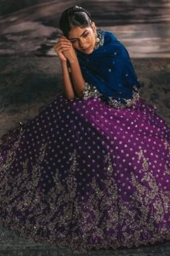 Anushree Reddy Purple Raw Silk Half Creeper Lehenga Set -Echo Clohting Shop ar040 3