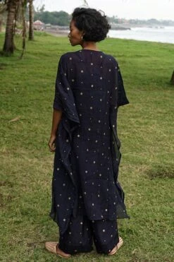 Baju Midnight Blue Floral Embellished Kaftan -Echo Clohting Shop ba 2911baj18 5