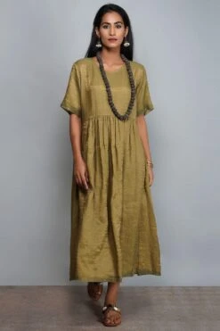 YAVI Moss Green Organza Dress