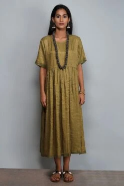 YAVI Moss Green Organza Dress -Echo Clohting Shop brcd 14 3