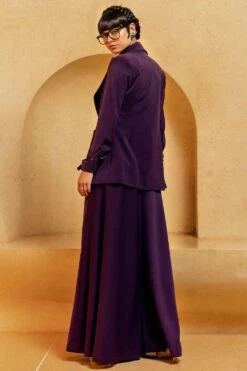Nikita Mhaisalkar Aubergine Crepe Wide Leg Pants -Echo Clohting Shop ca trs22 023 4