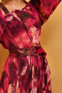 Nikita Mhaisalkar Magenta Trippy Print Sequin Skirt With Belt 6 Nikita Mhaisalkar Magenta Trippy Print Sequin Skirt With Belt -Echo Clohting Shop ca trs22 050 3