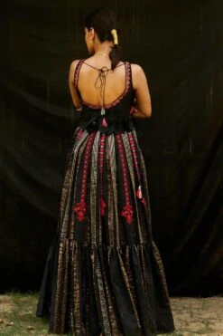 Chandrima Striped Chanderi Pleated Skirt -Echo Clohting Shop cfw20l16 3