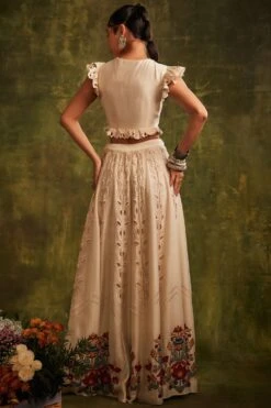 Chandrima Ivory Cutwork Panel Lehenga -Echo Clohting Shop cfw21l10 3
