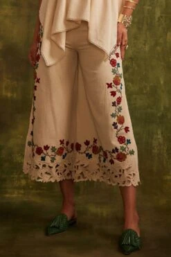 Chandrima Ivory Pants With Beadwork & Cutwork Details -Echo Clohting Shop cfw21p04 3