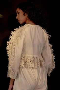 Chandrima Ivory Cutwork Ruffle Top -Echo Clohting Shop ch1115 5