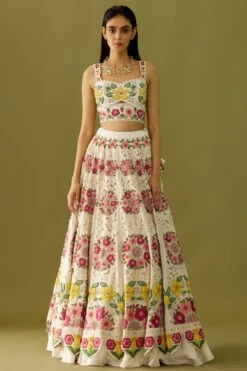 Chandrima Ivory Floral Applique Bustier
